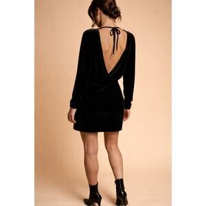 Vintage Calvin Klein Velvet Backless Cocktail Dress Black 12 Sexy Festive
